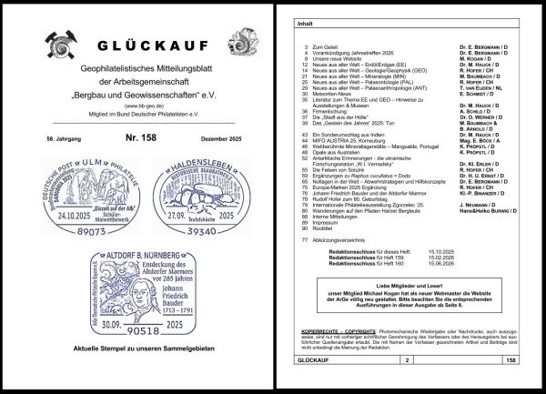 Titelseite und Inhalt von Glückauf Nr 158